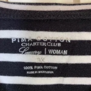 Breton Striped Plus Sz Women Nautical Coastal Pima Cotton Boat Neck Top 3X READ thumbnail 2