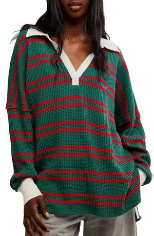 We The Free Stripe Waffle Knit Top thumbnail 1