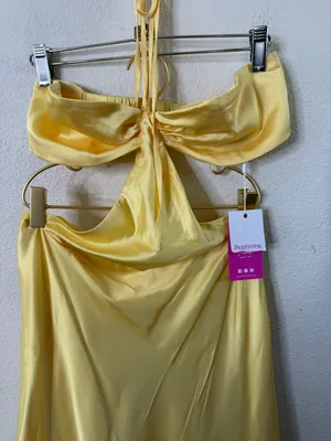 NWT Beginning Boutique Lili Yellow Satin Strapless Maxi Dress Womens Size 4‎ thumbnail 11