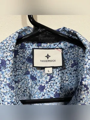 Tuckernuck Women's Hayes Blue Hydrangeas Button Front Shirt Dress Size large thumbnail 3