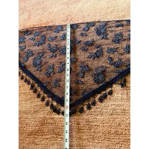 Veil by Tradition Lot of 2 Lace Triangle Scarves Blue Brown Silver Floral Mantil thumbnail 8