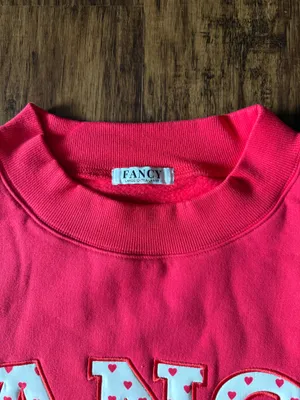 Fancy Oversized Fleece Heart Letters Mockneck - Ruby Red thumbnail 7