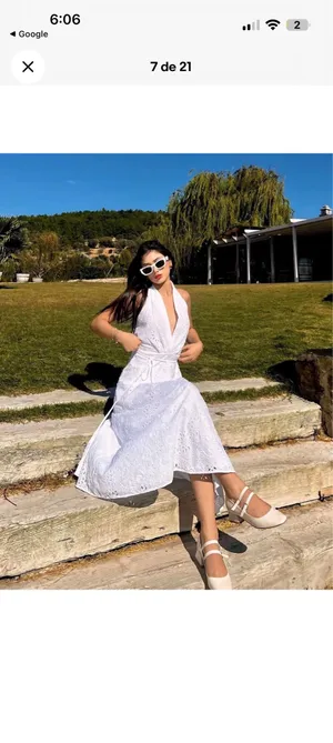 Zara White One-Shoulder Eyelet Midi Dress thumbnail 6