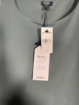 Express Womens Body Contour Green High Neck Tank Top Blouse Large New Tags thumbnail 3