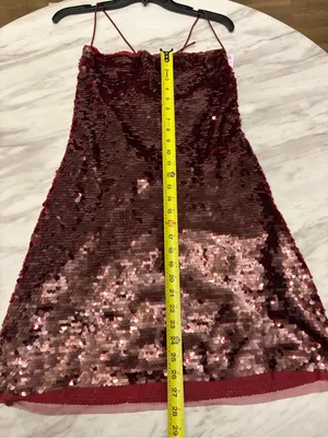 Wild Fable Medium Womens Dress NWT Burgundy Sequin Open Back Lace Up Mini thumbnail 3
