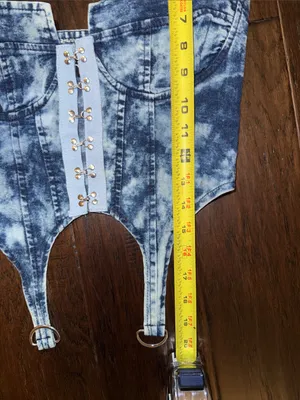 Thrill Jeans Denim Tie-Dye Blue Corset-Style One-Piece Top Small thumbnail 5