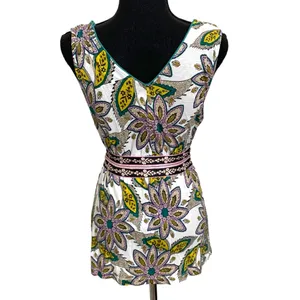 Anthropologie C. Keer bohemian wrap style paisley white tie tank top tunic thumbnail 3