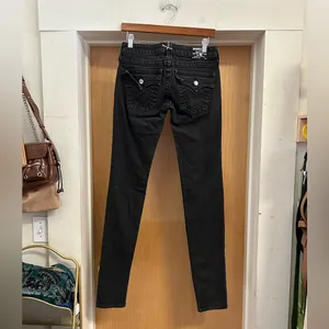Y2K True Religion Disco Julie Black Crystal Skinny Low Rise Jeans - size 27 thumbnail 5