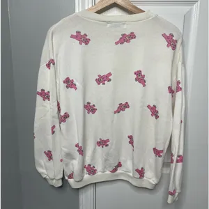 Pink Teddy Bear Vintage White Crewneck Lightweight Long Sleeve Sweater Small / S thumbnail 3