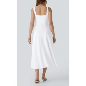 Halara Sleeveless Square Neck Side Pocket Corset Maxi Dress Frost White Small thumbnail 2