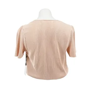ASTR the Label Plisse Metallic Flutter Sleeve Surplice Wrap Blouse Rose Gold XL thumbnail 3