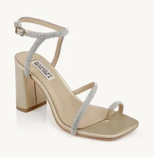 Badgley Mischka Size-8.5M Dalilah Ankle Strap High Heel Sandals Pale Gold $245 thumbnail 1