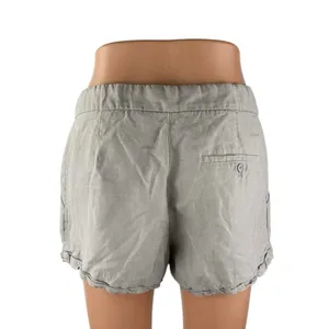 Aritzia Wilfred Gray Linen Drawstring Pleated Mid Rise Casual Sweat Shorts Sz 4 thumbnail 3
