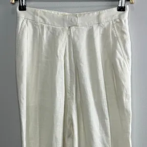 Mara Hoffman Eldora Trouser Size‎ 4 White High Rise Wide Leg Tailored 100% Hemp thumbnail 4