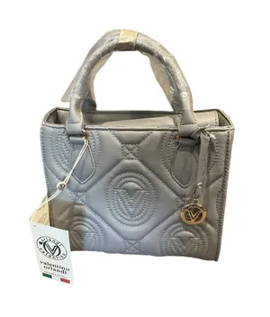 Valentino Orlando Grey Quilted Monogram Satchel Tote Strap Bag Charm V-2012 NWT thumbnail 1