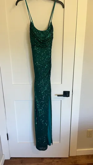 Emerald Green Prom Dress Size M thumbnail 5