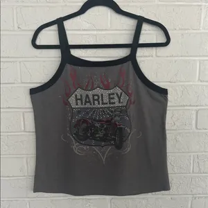 Harley-Davidson Gray Tank Top with Black Straps Size Large thumbnail 1
