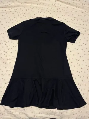 Polo Dress Black Drop Waist Short Sleeve Collar Button Small Excellent Condition thumbnail 2