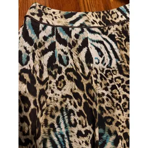 Tribal Animal Print Pleated A-Line Skirt Leopard Zebra Teal Brown Size 10 thumbnail 6