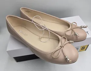 Nine West Women’s Beige Nude Ballet Flats Slip-On Round Toe Bow Bead Size 8 NIB thumbnail 1