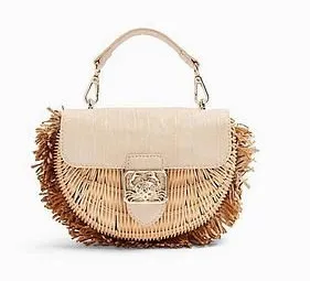 Topshop Straw Bag with hardware detailing thumbnail 1