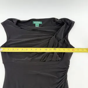 Lauren Ralph Lauren Black‎ Ruched Drape Neck Sheath Dress Womens sz 6 Sleeveless thumbnail 5