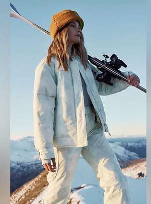 Free People Movement Bunny Slope Printed Puffer Mountain Mint Sage Medium NWT thumbnail 2