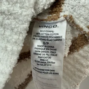 Vince S White Brown Striped Boucle‎ Sweater Cotton Pullover Fisherman Preppy thumbnail 5