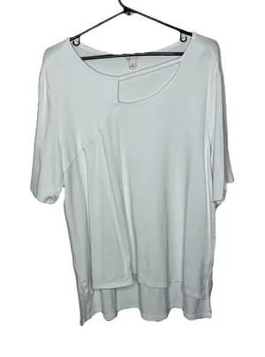 Cato White Asymmetrical Knit Top Short Sleeve Criss Cross White Size XL Womens thumbnail 1