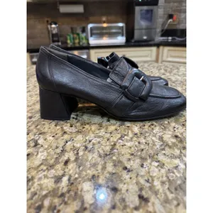 Paul Green ROBIN SQUARE TOE BLACK LEATHER LOAFER PUMP Size 7 US 9.5 thumbnail 3