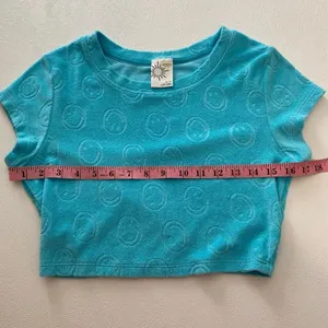 Offline by Aerie Blue Terry Crop Top | Smiley Embossed Short Sleeve Tee XS thumbnail 5