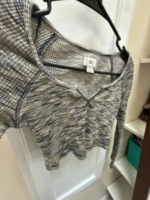 BDG Urban Outfitters Long Sleeve Cropped Waffle Knit Top Brown Marled Small thumbnail 3