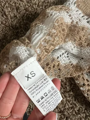 SHEIN White and Tan Crochet Swim Coverup Set thumbnail 2