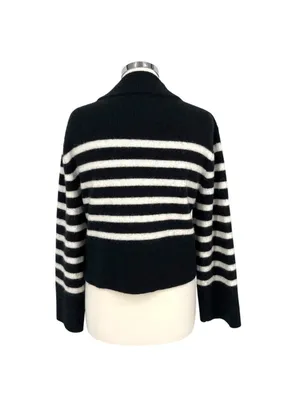 J.Crew Striped Supersoft Sweater Textured Black White Quiet Luxury Size XS thumbnail 7