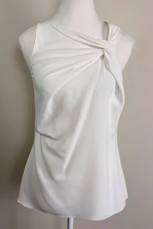 REISS Cream Knotted Shoulder Draped Sleeveless Blouse Top Size US 4 UK 8 EU 36 thumbnail 1