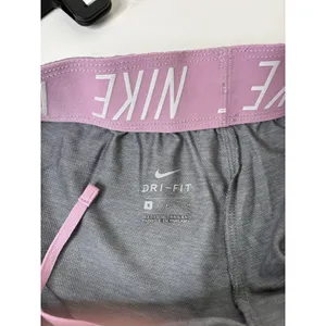 Nike Shorts Women's Small Dri Fit Running Gray Pink Logo Waistband Inseam 5" thumbnail 5