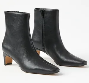 LOFT Black Squared Pointy Toe Kitten Heel Ankle Boots Size 7 MSRP $139 thumbnail 1