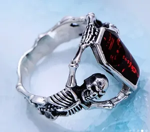 Men’s Stainless Steel Retro Bat Skull Design Ring Size 9 thumbnail 3