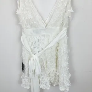 Lulus Totally Beautiful White 3D Floral Tie-Strap Skater Mini Dress Small NWT thumbnail 12