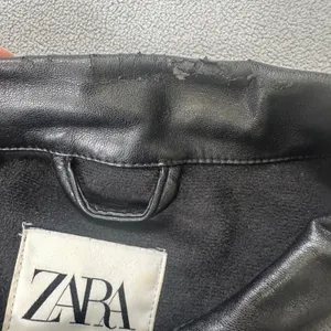 Zara Women Faux Leather Shirt Jacket S Black Shacket Button Up Moto Pockets Rock thumbnail 8