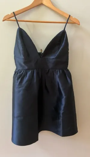 Lulu's NWT Satin Mini Dress | Size Small | Midnight Navy | Adjustable Straps thumbnail 1