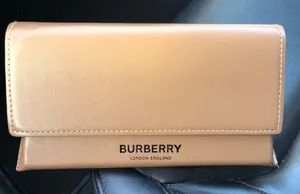 Burberry Leather Sunglass Case Eyeglass Foldover Magnetic Closure Brown thumbnail 1