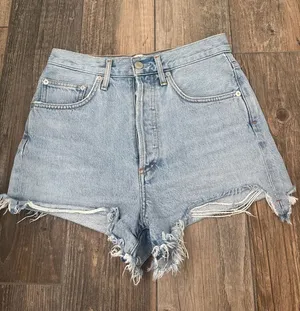 AGOLDE denim jean shorts light wash thumbnail 1