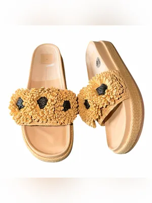 NEW $140 Dolce Vita Sidona Boho Flower Raffia Platform Slide Sandals 9.5 Resort thumbnail 8