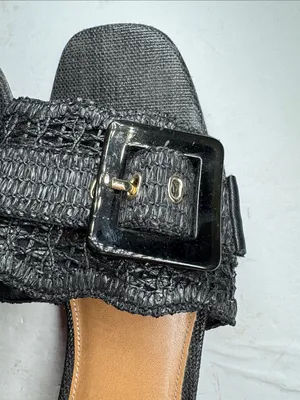 DV by Dolce Norrah Vita Black Woven Buckle Slide Mules 11 summer raffia neutral thumbnail 4