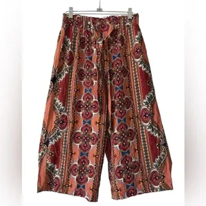 Blue Rain Boho Medallion Wide Leg Cropped Pants Flowy Festival Vibe Size Medium thumbnail 6