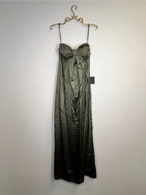 Lulu's Memorable Entrance Olive Green Strapless Satin Maxi Dress thumbnail 6