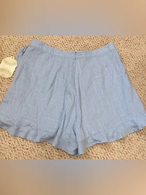Altar’d State NWT Blue Linen Blend Ruffle Wrap Skort Shorts Medium‎ thumbnail 8