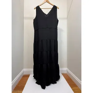 DKNY Black Tie Waist Tiered Maxi Dress Sz L NWT thumbnail 2