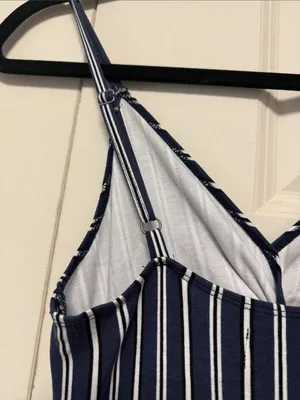Hollister Navy & White Vertical-Striped Knot Waist Jumpsuit thumbnail 9